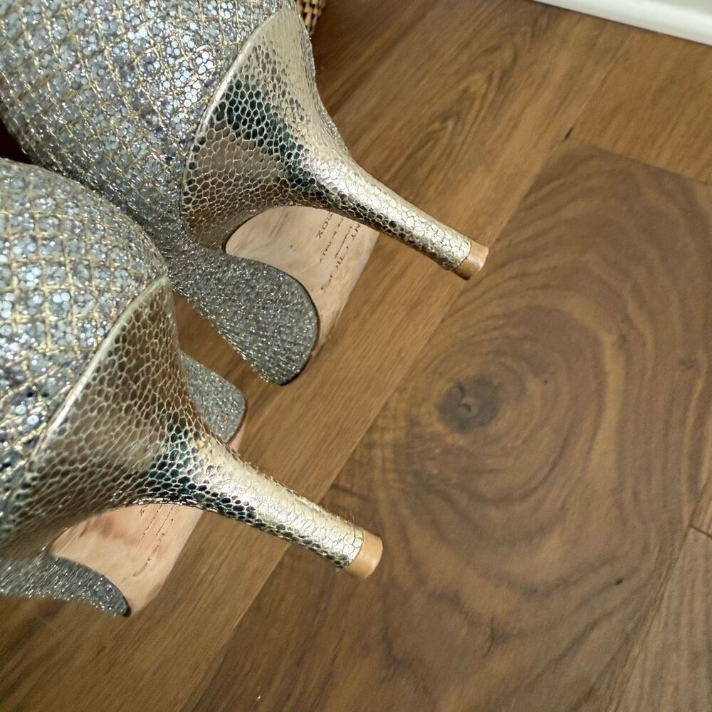 Jimmy Choo Glitter Fabric Isabel Peep Toe Pumps Heels 39.5 - Picture 8 of 11